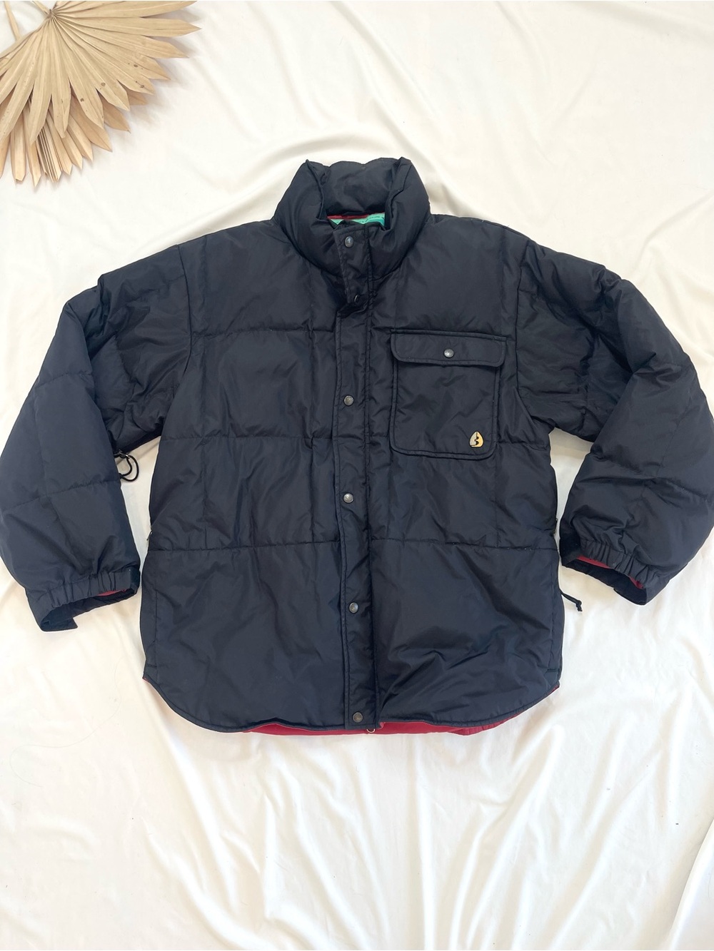 Vintage Burton Snowboards Black Down Filled Quilted Ski Jacket Coat Size Large